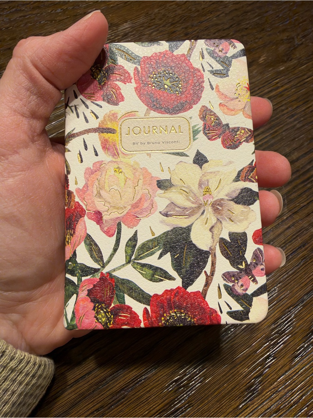 Bruno Visconti 416 page gilt edged A7 Vegan Leather Pocket Planner - Peonies